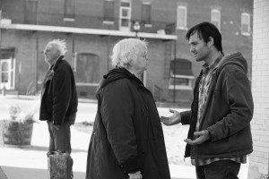 (Left to right) Bruce Dern is Woody Grant, June Squibb is Kate Grant and Will Forte is David Grant in NEBRASKA, from Paramount Vantage.